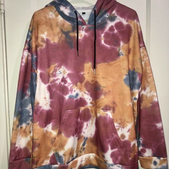 NWOT Tie Dye Printed Hoodie - Rose Red Size L - Picture 1 of 1